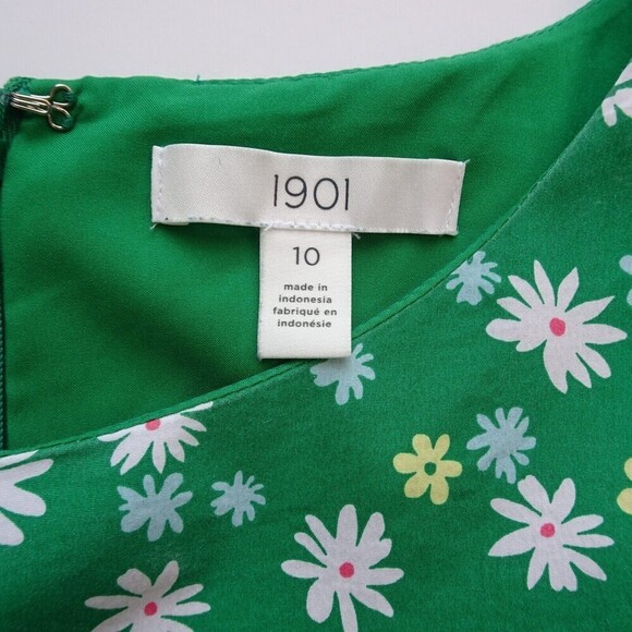 Nordstrom 1901 Women's Dress Sleeveless Floral Flowers Lined Green Party Size 10 - Picture 9 of 12